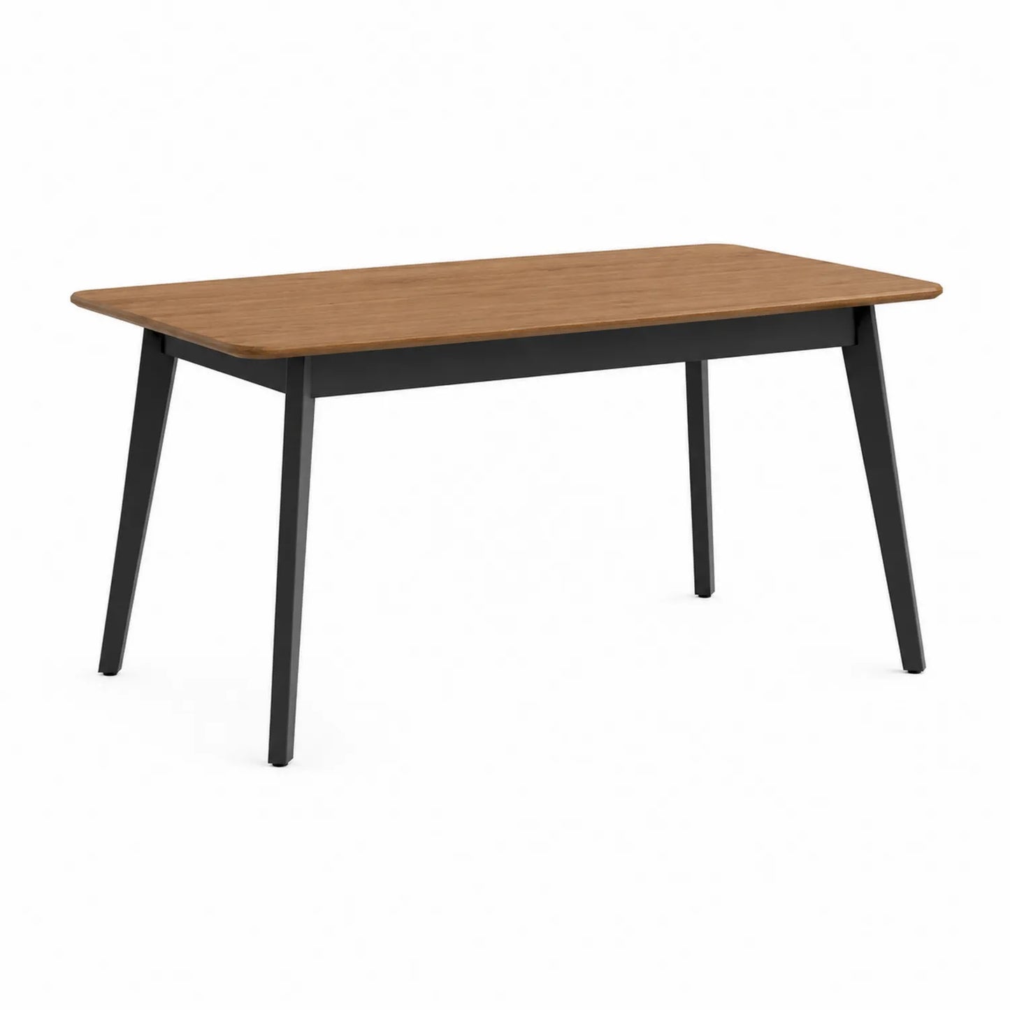 Stół do jadalni prostokątny MDF fornir dębowy stalowe nogi brązowy czarny 140 x 80 x 75 cm