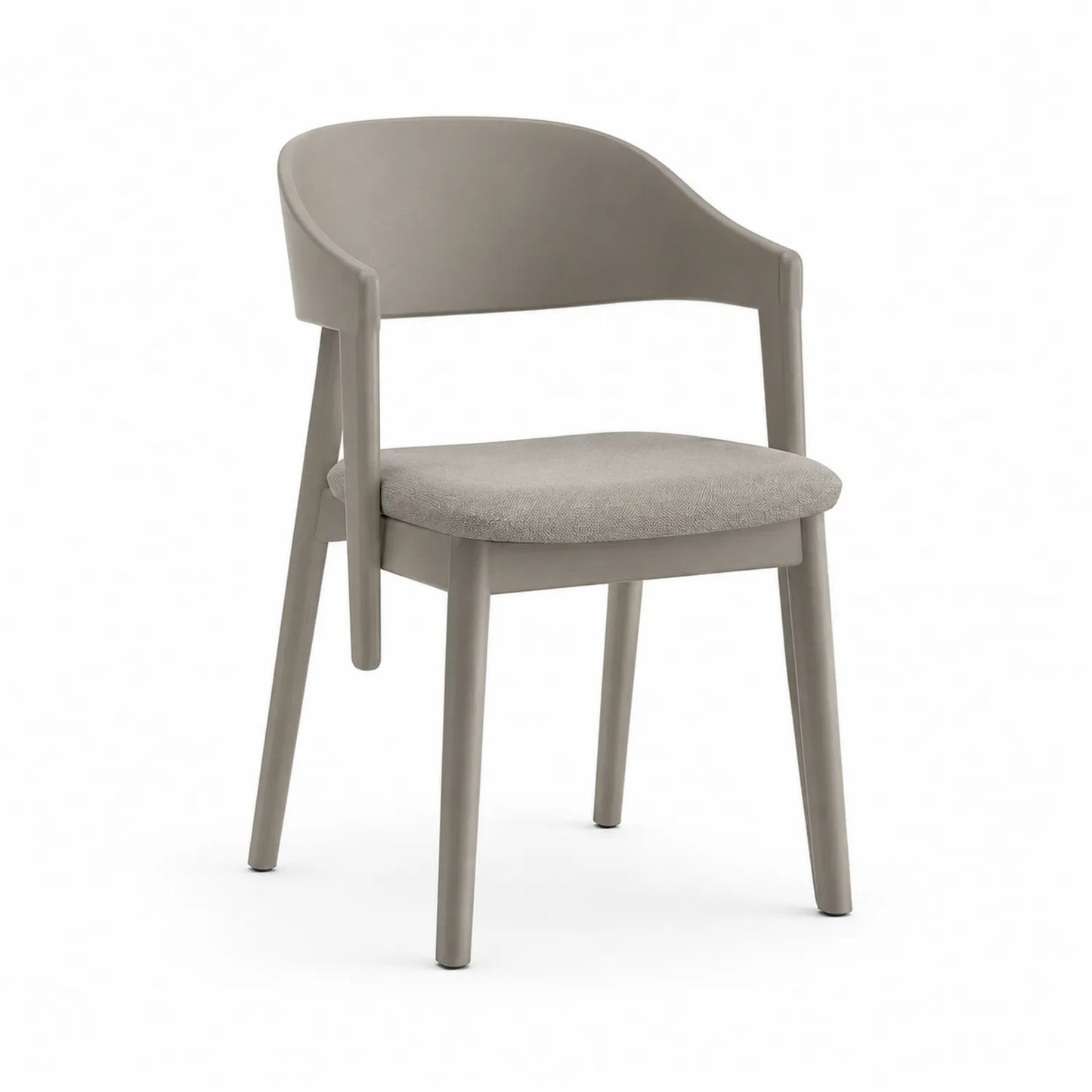 Krzesło do jadalni tapicerowane szare beżowe skorupa PP tkanina poliester stal malowana proszkowo 82 cm 49 cm 52 cm