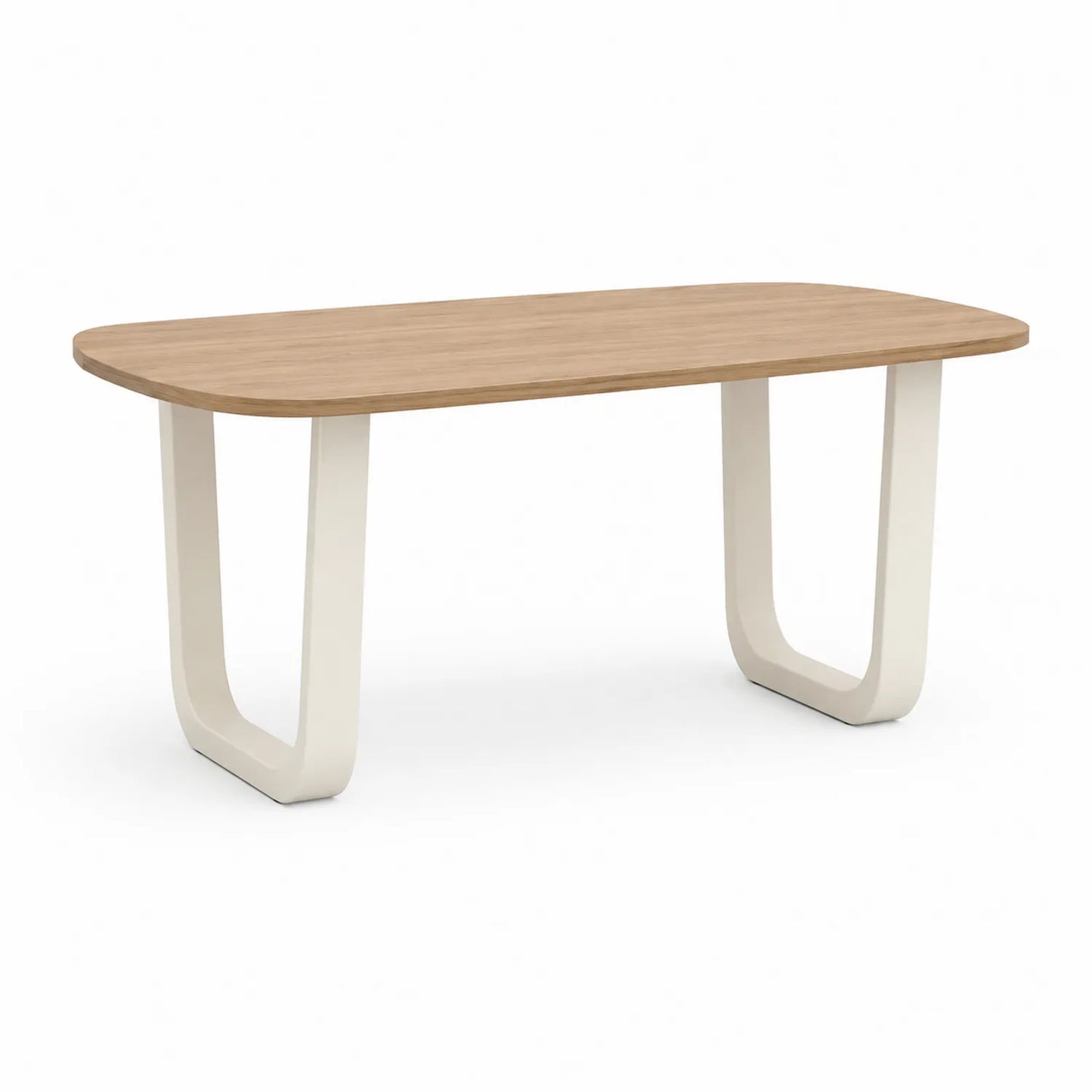 Stół jadalniany prostokątny MDF fornir dąb naturalny stalowe nogi biały 160 cm x 80 cm x 75 cm