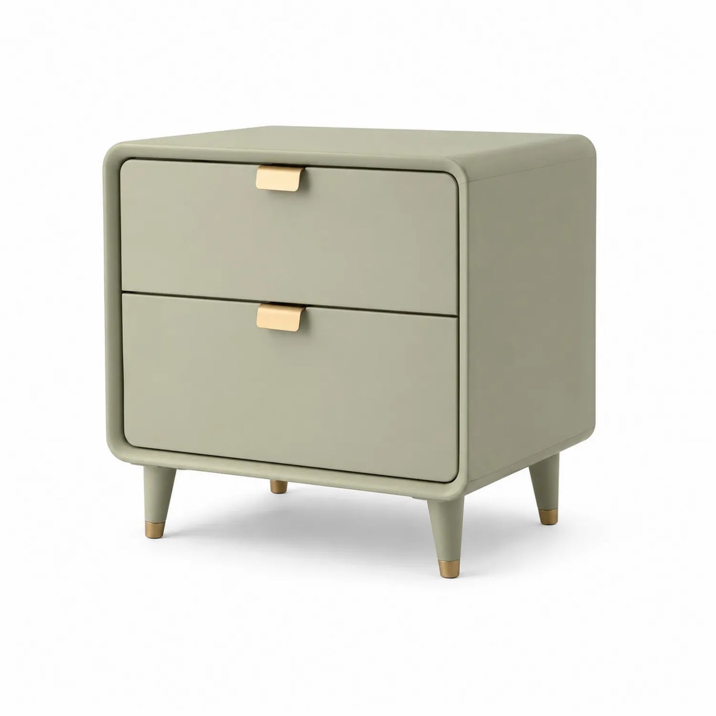 Szafka nocna 50 x 40 x 55 cm zielona MDF z 2 szufladami złote uchwyty drewniane nogi