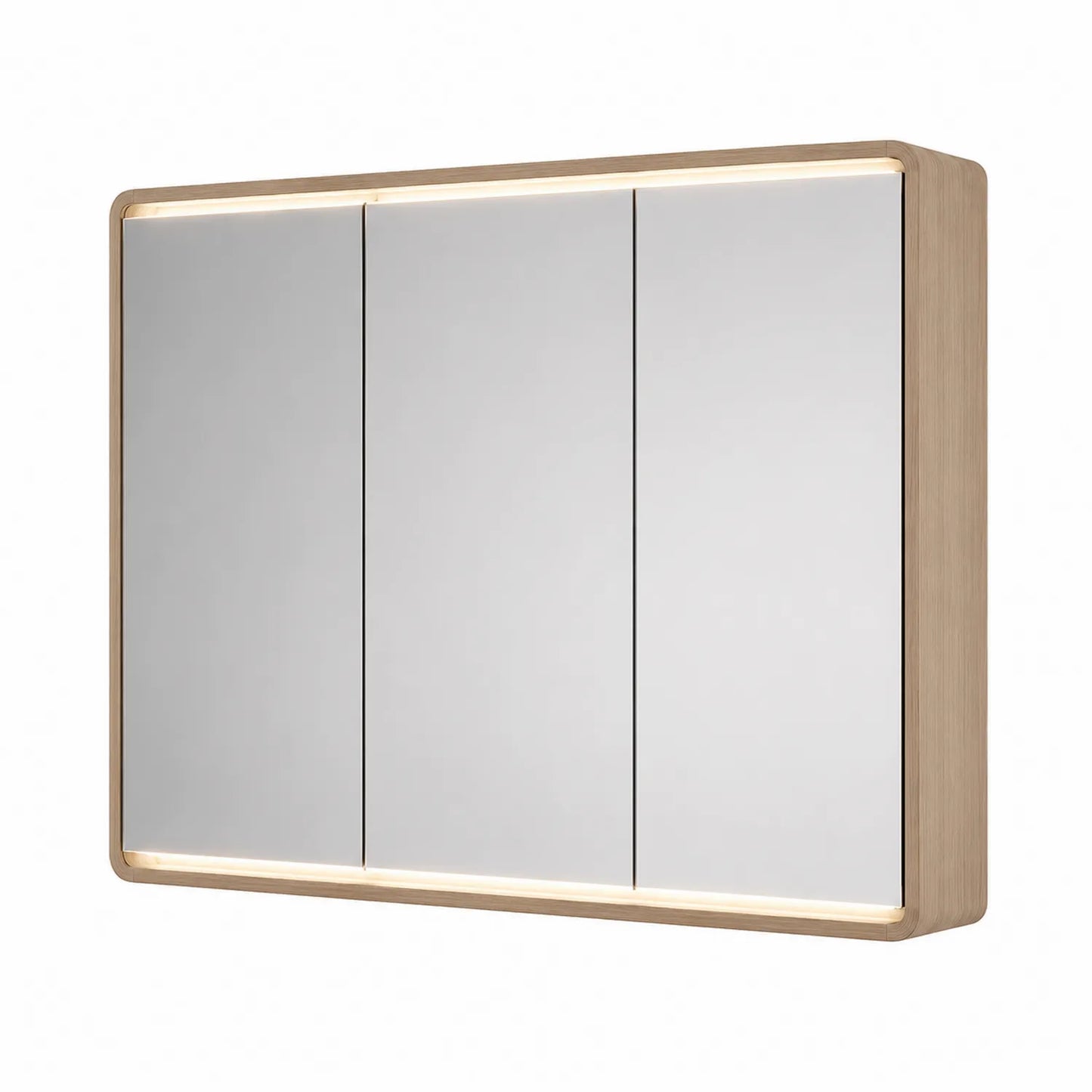 Szafka łazienkowa z lustrem LED 3-drzwiowa ścienna MDF dąb naturalny 120 cm