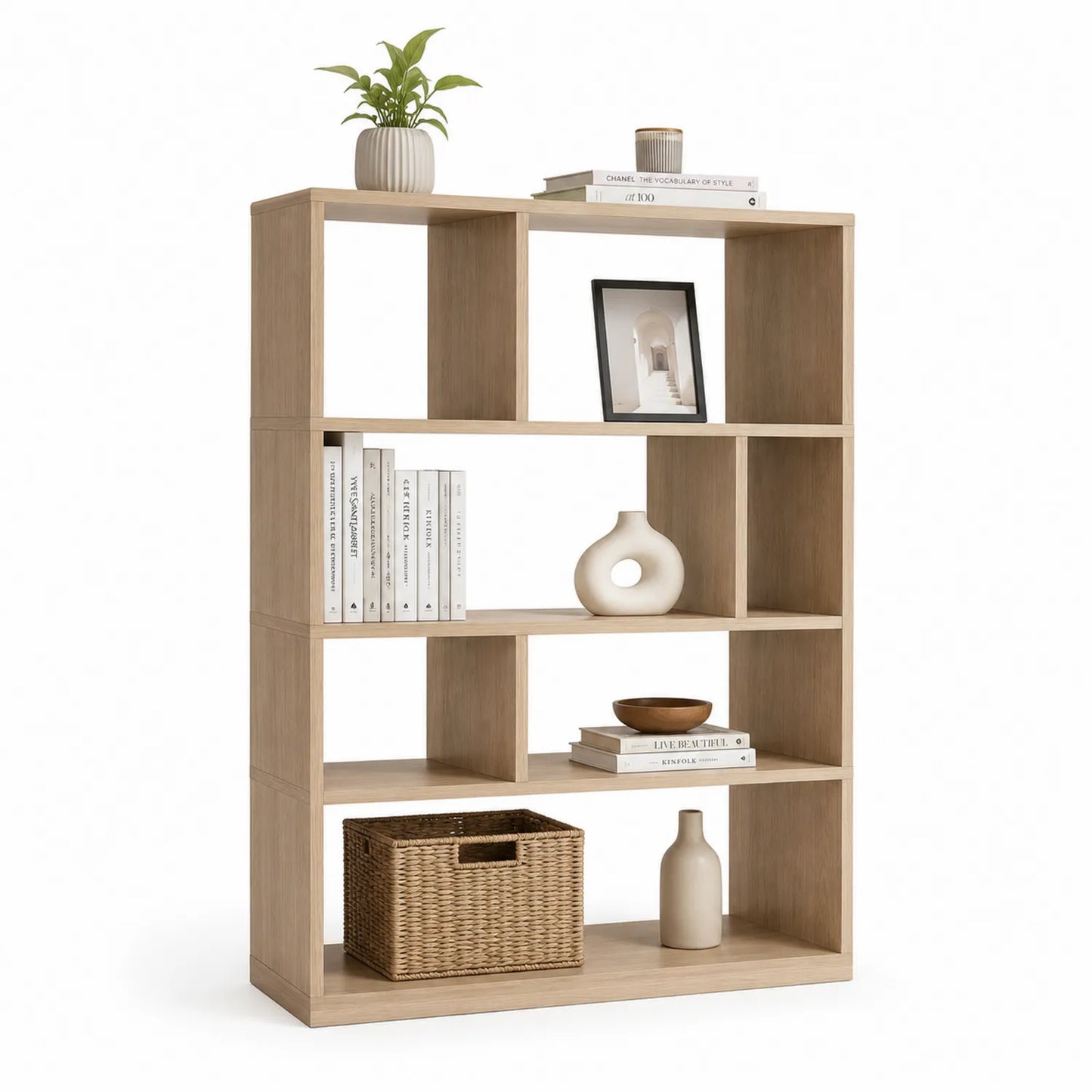 Regał otwarty MDF laminowany dąb sonoma 80 cm x 30 cm x 120 cm półki asymetryczne