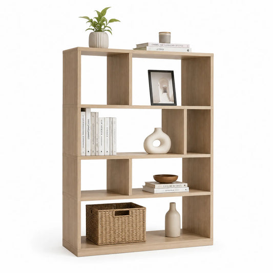 Regał otwarty MDF laminowany dąb sonoma 80 cm x 30 cm x 120 cm półki asymetryczne