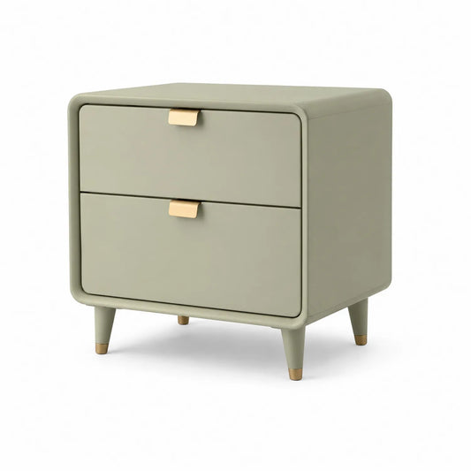 Szafka nocna 50 x 40 x 55 cm zielona MDF z 2 szufladami złote uchwyty drewniane nogi