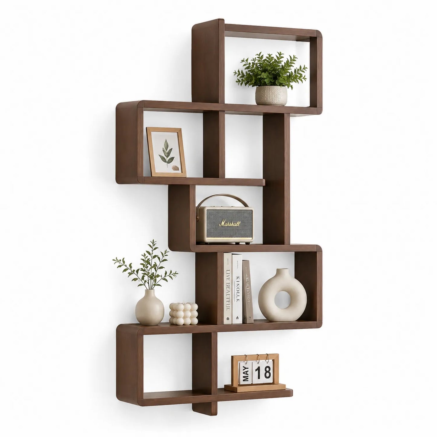 Regał ścienny ekspozycyjny MDF 80x20x120 cm brązowy nowoczesny geometryczny