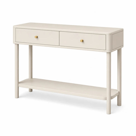 Konsola do przedpokoju 100 x 30 x 80 cm MDF beżowa z 2 szufladami i półką dolną