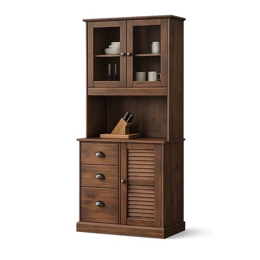 Kredens do jadalni szafka stojąca MDF laminowana brąz orzechowy 180 cm wysokość 90 cm szerokość 40 cm głębokość drzwi szklane i szuflady