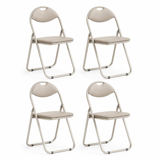 Krzesło składane do jadalni zestaw 4 sztuk 82 cm stalowe beżowe siedzisko PVC